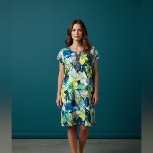NWOT, Marie Claire Boutiques, Tunic Dress, XL, Yellow, Blue, White